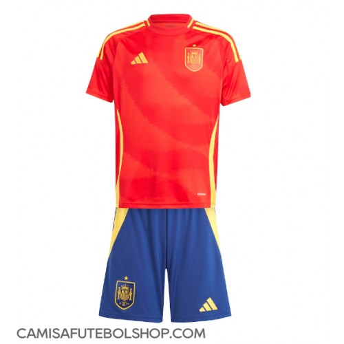 Camisa de time de futebol Espanha Replicas 1º Equipamento Infantil Europeu 2024 Manga Curta (+ Calças curtas)